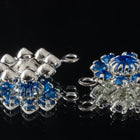 Swarovski Rhinestone Sapphire/Silver 2 Loop Flower Connector #RSG075