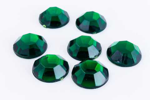 Acrylic (Plexiglas) Flatback Rhinestones Round Faceted Green 12mm