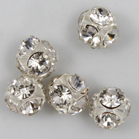 6.5mm Crystal/Silver Rhinestone Ball Bead-General Bead