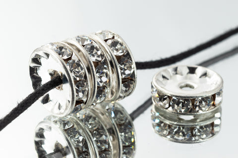 10mm Crystal/Silver Rhinestone Rondelle #RSA506