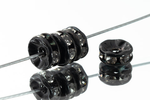 5mm Crystal/Black Rhinestone Rondelle #RSA603