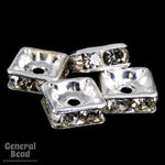 6mm Silver/Crystal Squaredelle-General Bead