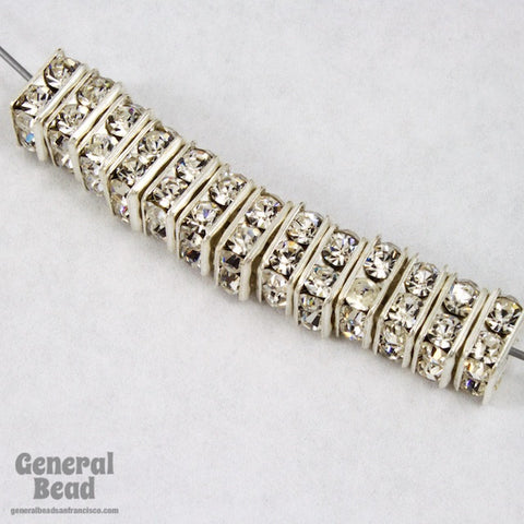 6mm Silver/Crystal Squaredelle-General Bead