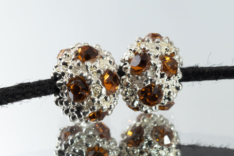 7mm Topaz/Silver Swarovski Rhinestone Textured Rondelle #RSB005