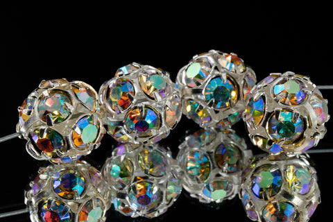 12mm Crystal AB/Silver Swarovski Rhinestone Ball Bead #RSB502