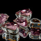 Swarovski 10mm x 6mm Light Amethyst/Silver Sew-on Pear Rhinestone #RSC022