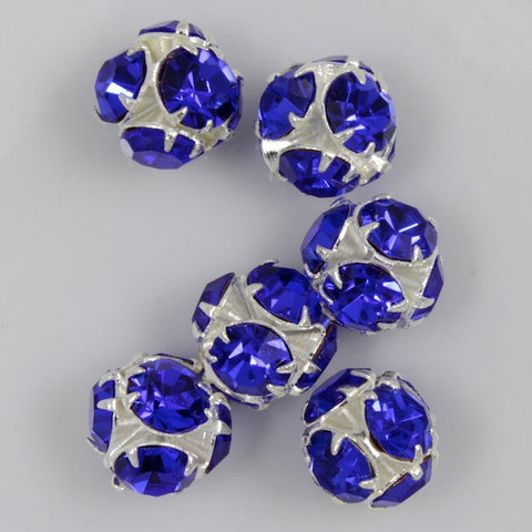 5.5mm Sapphire/Silver Rhinestone Ball Bead-General Bead
