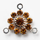 Swarovski Rhinestone Topaz/Silver 3 Loop Flower Connector #RSE076