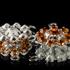 Swarovski Rhinestone Topaz/Silver 3 Loop Flower Connector #RSE076