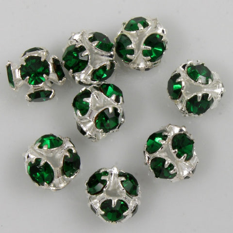 4.5mm Emerald/Silver Rhinestone Ball Bead-General Bead