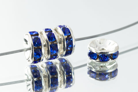 5mm Sapphire/Silver Rhinestone Rondelle #RSE503