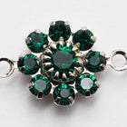 Swarovski Rhinestone Emerald/Silver 2 Loop Flower Connector #RSF075