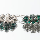 Swarovski Rhinestone Emerald/Silver 2 Loop Flower Connector #RSF075