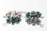 Swarovski Rhinestone Emerald/Silver 2 Loop Flower Connector #RSF075