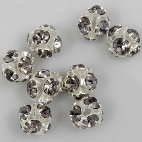 4.5mm Black Diamond/Silver Rhinestone Ball Bead-General Bead