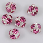 5.5mm Rose/Silver Rhinestone Ball Bead-General Bead