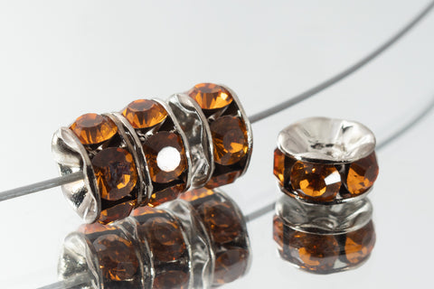 5mm Topaz/Silver Rhinestone Rondelle #RSJ503