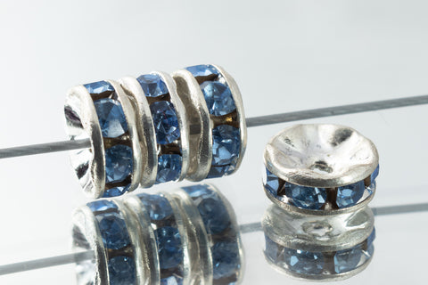 5mm Light Sapphire/Silver Rhinestone Rondelle #RSM503