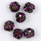 5.5mm Amethyst/Gunmetal Swarovski Rhinestone Ball Bead #RSN096