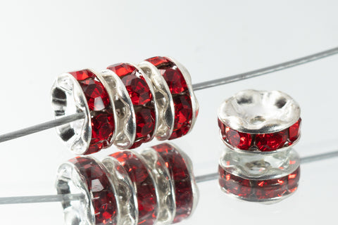 6mm Light Siam/Silver Rhinestone Rondelle #RSN504