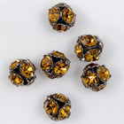 5.5mm Topaz/Gunmetal Swarovski Rhinestone Ball Bead #RSO096