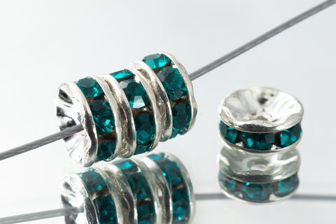 5mm Blue Zircon/Silver Rhinestone Rondelle #RST503