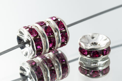 5mm Fuchsia/Silver Rhinestone Rondelle #RSO503