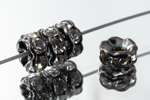 5mm Crystal/Gunmetal Rhinestone Rondelle #RSU503