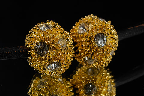 12mm Crystal/Gold Swarovski Rhinestone Textured Rondelle #RTA007