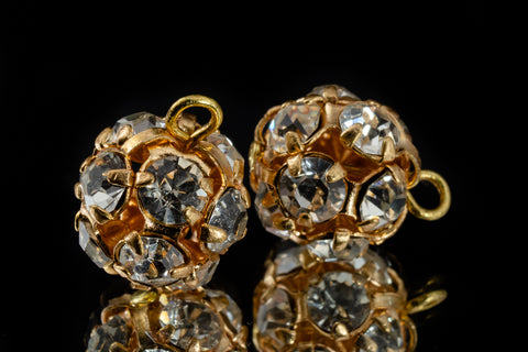 10mm Crystal/Gold Swarovski Rhinestone Ball Drop #RTA034