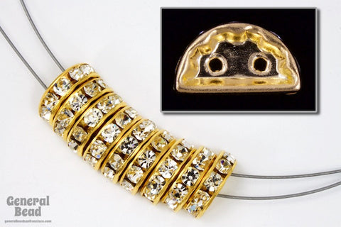 7mm x 13mm Gold/Crystal Rhinestone Bridge-General Bead