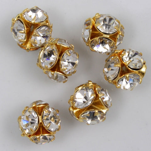 5.5mm Crystal/Gold Rhinestone Ball Bead-General Bead