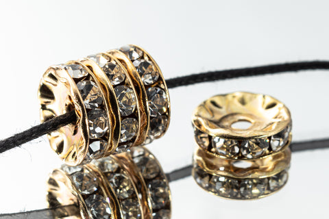 4.5mm Crystal/Gold Rhinestone Rondelle #RTA513