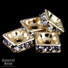 6mm Gold/Crystal Squaredelle-General Bead