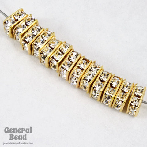 6mm Gold/Crystal Squaredelle-General Bead