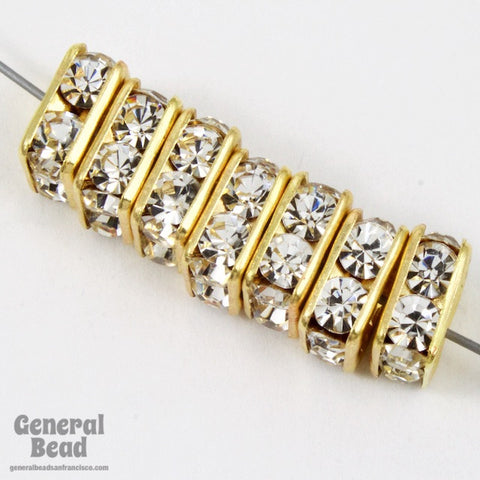 8mm Gold/Crystal Squaredelle-General Bead