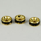 6mm Jet/Gold Rhinestone Rondelle #RTC504