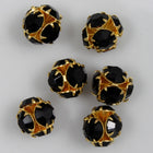 5.5mm Jet/Gold Swarovski Rhinestone Ball Bead #RTB096