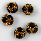 6.5mm Jet/Gold Rhinestone Ball Bead-General Bead