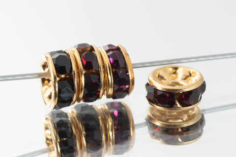 5mm Amethyst/Gold Rhinestone Rondelle #RTD503