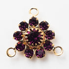 Swarovski Rhinestone Amethyst/Gold 3 Loop Flower Connector #RTD076