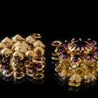 Swarovski Rhinestone Amethyst/Gold 3 Loop Flower Connector #RTD076