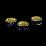 4.5MM Rhinestone Rondelle (Sapphire/Gold)-General Bead