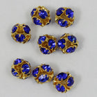 4.5mm Sapphire/Gold Rhinestone Ball Bead-General Bead