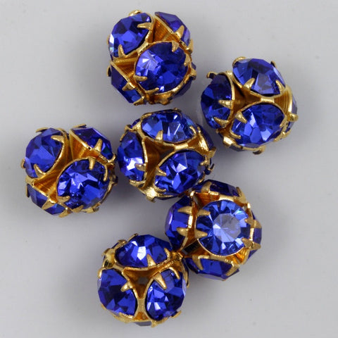 5.5mm Sapphire/Gold Rhinestone Ball Bead-General Bead