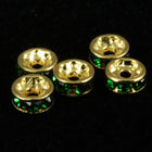 4.5mm Emerald/Gold Rhinestone Rondelle-General Bead