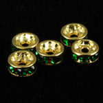 4.5mm Emerald/Gold Rhinestone Rondelle-General Bead