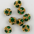 4.5mm Emerald/Gold Rhinestone Ball Bead-General Bead