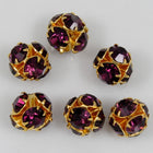 5.5mm Amethyst/Gold Rhinestone Ball Bead-General Bead