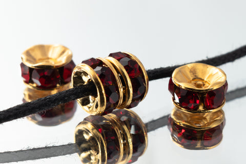 5mm Siam/Gold Rhinestone Rondelle #RTG503